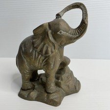 Vintage Solid Brass Elephant Figurine with Raised Trunk and Tusks — listing 6