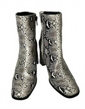 Snakeskin Print Block Heel Ankle Booties with Side Cutouts — listing 5