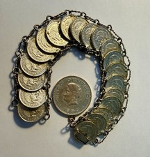 Boho Multi-Strand Charm Bib Necklace with Faux Coin Medallions, Wood Beads & Glass Stones — listing 4