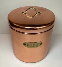 Set of 3 Decorative Embossed Metal Lidded Canisters with Footed Bases and Finial Lids — listing 5