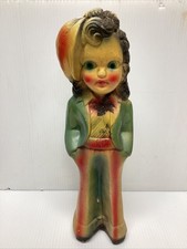 Pair of Vintage Chalkware Figural Table Lamp Bases - Old Fisherman/Peddler Man and Great Horned Owl — listing 3