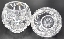 Emerald Green Cut-to-Clear Crystal Rose Bowl / Spherical Vase — listing 2
