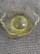 Vintage Yellow Depression Glass Etched Floral Plate — listing 3