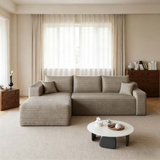 Sectional Couch, Tan Microfiber Upholstery, Multi-Piece Modular L-Shape — listing 2