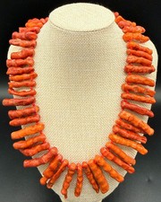 Sponge Coral Diamond-Cut Beaded Statement Necklace with Silver-Tone Spiral Pendant 925 — listing 3
