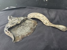 Large Ornate Silver Plated Butler's Serving Tray with Twin Handles and Repoussé Scrolled Rim — listing 5