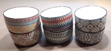 Signature Housewares Stoneware Cereal Bowl Blue Red Boho Pattern — listing 6