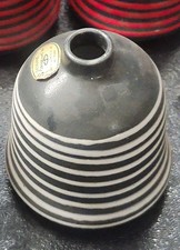 Pair of Black and White Ceramic Stepped Vases with Curved Openings — listing 2