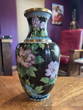 Pair of Chinese Cloisonné Enamel Bud Vases with Floral and Scrollwork Motif — listing 2