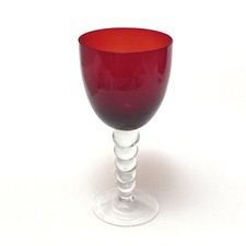 Set of 3 Blown Glass Stemmed Goblets with Colored Beaded Berry Stems — listing 6