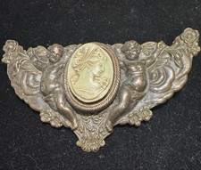 Vintage Ornate Gilt Metal Cherub Cameo Table Lighter