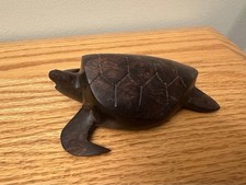 Hand-Carved Wooden Sea Turtle Figurine with Hibiscus Flower Shell, "Grand Turk" Souvenir — listing 6