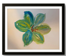 Original Abstract Botanical Mixed Media Painting with Gold Leaf Accents, Signed Jonnie K.C. Chardonn, Framed — listing 5