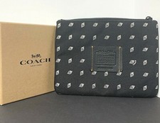 Coach Gallery Pouch Wristlet in Black Crossgrain Leather with Gold Zip Pocket — listing 2