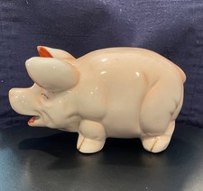 Vintage Redware/Stoneware Piggy Bank, Brown Glaze with Tan Spots, 6 inch — listing 6