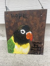 Original Oil Painting of Two Green Parrots (Superb Parrots) Signed Mariott, Gilt Framed — listing 5