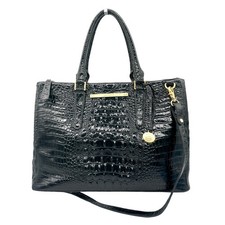 Brahmin Business Tote Black Melbourne Croc-Embossed Leather Handbag — listing 2
