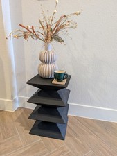 Vintage 1980s-90s Postmodern Lacquered Birch Square Pedestal End Table — listing 6