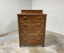 Davis Cabinet Company Cherry Vanity Stool with Tapestry Upholstery (Stock #2327) — listing 4