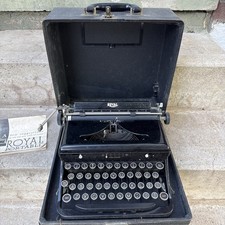 Antique Royal Portable Typewriter with Glass Round Keys
