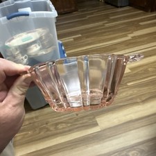 Vintage Depression Glass Ribbed Nappy Bowl, 6 inch with 4 inch opening, Clear Pressed Glass with Sunburst Center — listing 3