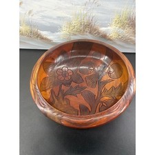 Decorative Carved-Look Floral Relief Bowl with Whitewash Finish — listing 3