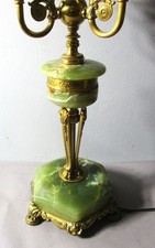 Antique Onyx & Gilt Bronze Urn-Form Table Lamp with Tiffany-Style Stained Glass Floral Shade — listing 5