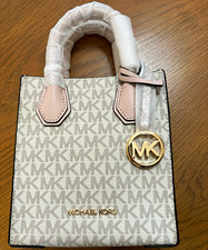 Michael Kors Cynthia Signature Tote with Pink Chain-Link Straps