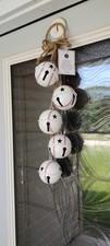Martha Stewart Baseball Jingle Bell 6 Ft Garland with Burlap Bows, New in Box — listing 3
