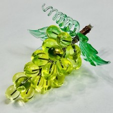 Vintage Green Uranium Glass 8-inch Salad/Dessert Plate with Embossed Fruit Border (Della Robbia Style)