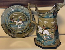 Buffalo Pottery Deldare Ware Style Lamp with Matching Pitcher and Mug (3-Piece Grouping, Damaged) — listing 2