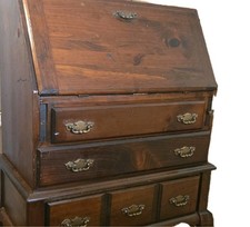 Vintage Mediterranean Style Bookcase Cabinet with Drop-Front Desk — listing 2