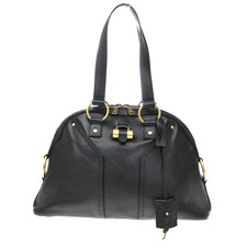 Yves Saint Laurent Rive Gauche Muse Bowler Bag in Dark Brown Leather with Gold Studs — listing 4