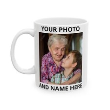Custom Photo Coffee Mugs, Blue Interior & Handle, Personalized Dog Photos with Spanish Text (Set of Multiple) Pair, listing 4