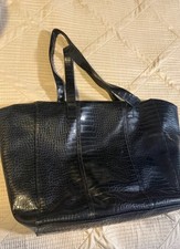 Neiman Marcus Blue Faux Leather Large Tote Bag