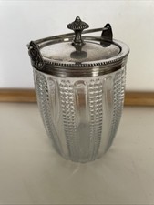 Vintage Pressed Glass Covered Biscuit Jar / Cracker Jar with Faceted Finial — listing 2