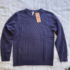 Navy & White Textured Knit Sweater, Size L — listing 6