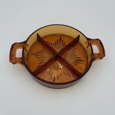 Amber Depression Glass Plate with Embossed Rose and Scalloped Rim (Federal Glass Rosemary/Sharon Style) — listing 4