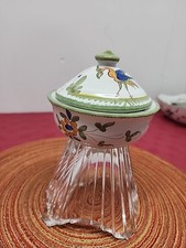 Blue and Gold Faience-Style Ceramic Vase with Two Cachepots/Jardinières — listing 4