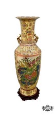 Chinese Satsuma-Style Floor Vase with Court Ladies and Cherry Blossom Scene