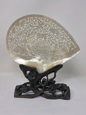 Chinese Mother-of-Pearl Shell Inlay Wall Panel with Guanyin/Beauty Figure, Framed
