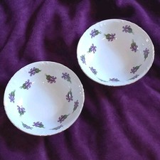 Cherry China Sweet Violets Porcelain Cream and Sugar Set with Gold Trim