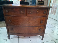 Antique Oak 3-Drawer Chest of Drawers with Painted Teal Frame — listing 2