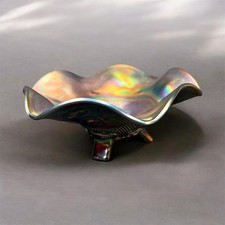Vintage Iridescent Carnival Glass Ruffled Bowl — listing 2