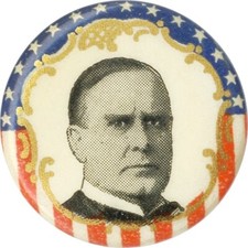 1896 William McKinley Presidential Campaign Pinback Button Stars & Stripes Portrait
