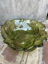 Emerald Green Molded Glass Leaf-Form Console Bowl / Centerpiece — listing 4