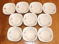 Cherry Blossom Rimmed Soup / Pasta Bowl, White with Pink Sakura Branch Motif — listing 4