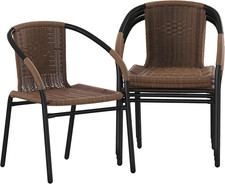 Vintage Stacked Rattan Bentwood Arm Chair with Upholstered Seat Cushion — listing 6