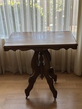 Victorian Eastlake Walnut Parlor Table with Carved Pedestal Base — listing 3