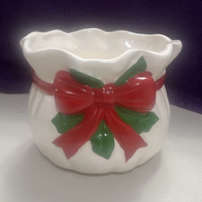 Ceramic Christmas Santa Sack Vase with Twine Bow and Star Accents — listing 4